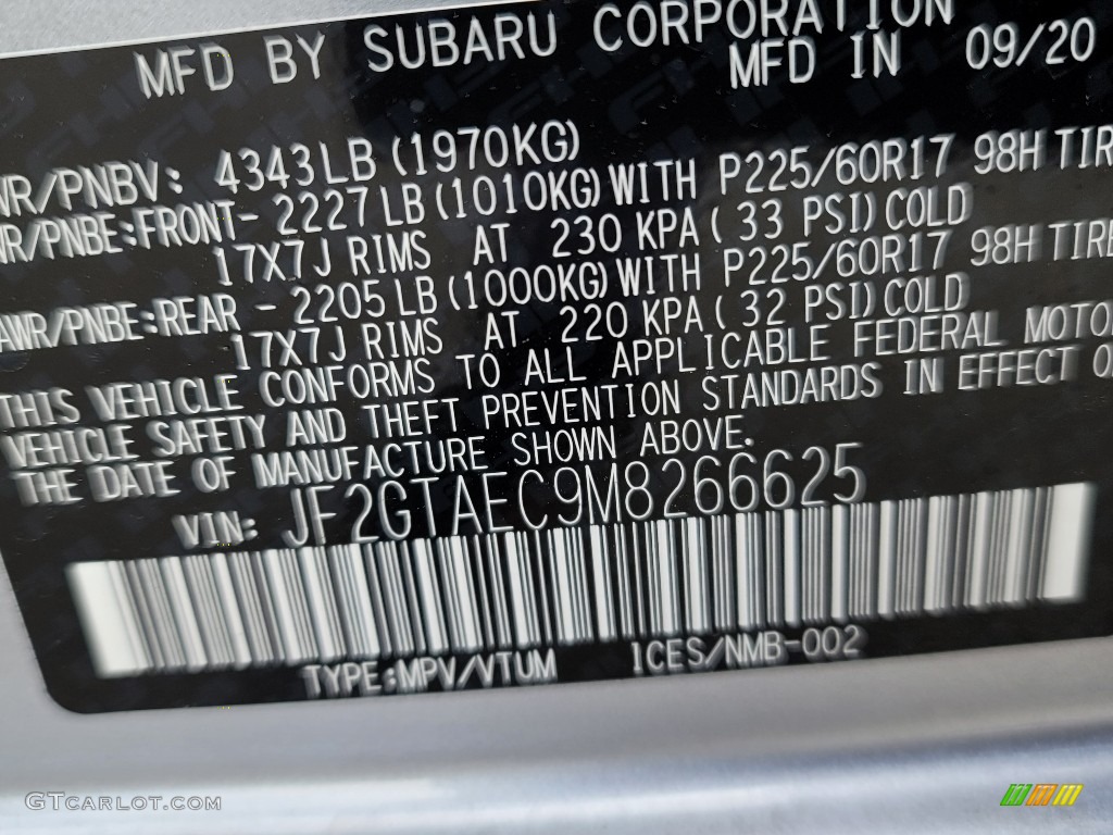 2021 Crosstrek Premium - Ice Silver Metallic / Black photo #10