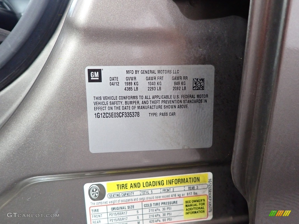 2012 Malibu LT - Taupe Gray Metallic / Ebony photo #43