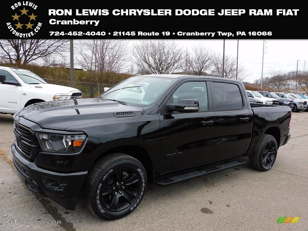 2020 1500 Big Horn Night Edition Crew Cab 4x4 - Diamond Black Crystal Pearl / Black photo #1