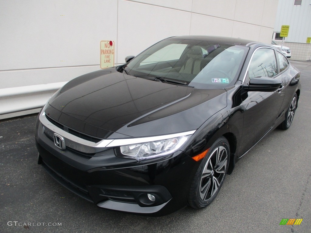 2018 Civic EX-T Coupe - Crystal Black Pearl / Black/Ivory photo #9