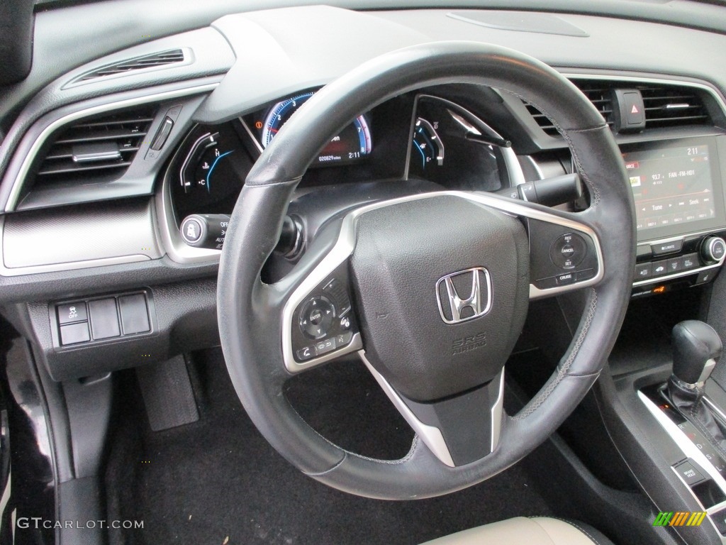 2018 Honda Civic EX-T Coupe Black/Ivory Steering Wheel Photo #140443820