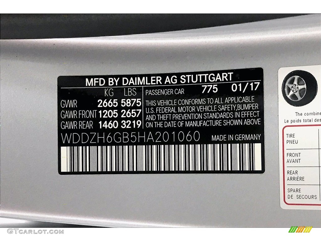 2017 Mercedes-Benz E 400 4Matic Wagon Color Code Photos