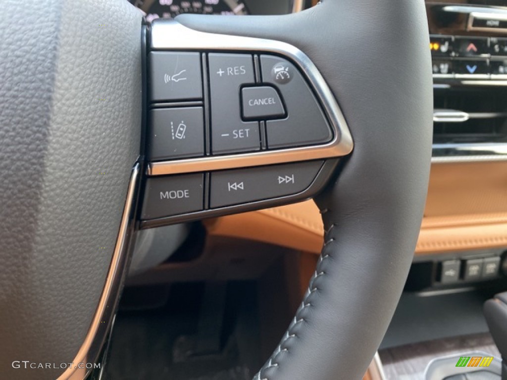 2021 Toyota Highlander Hybrid Platinum AWD Glazed Caramel Steering Wheel Photo #140458078