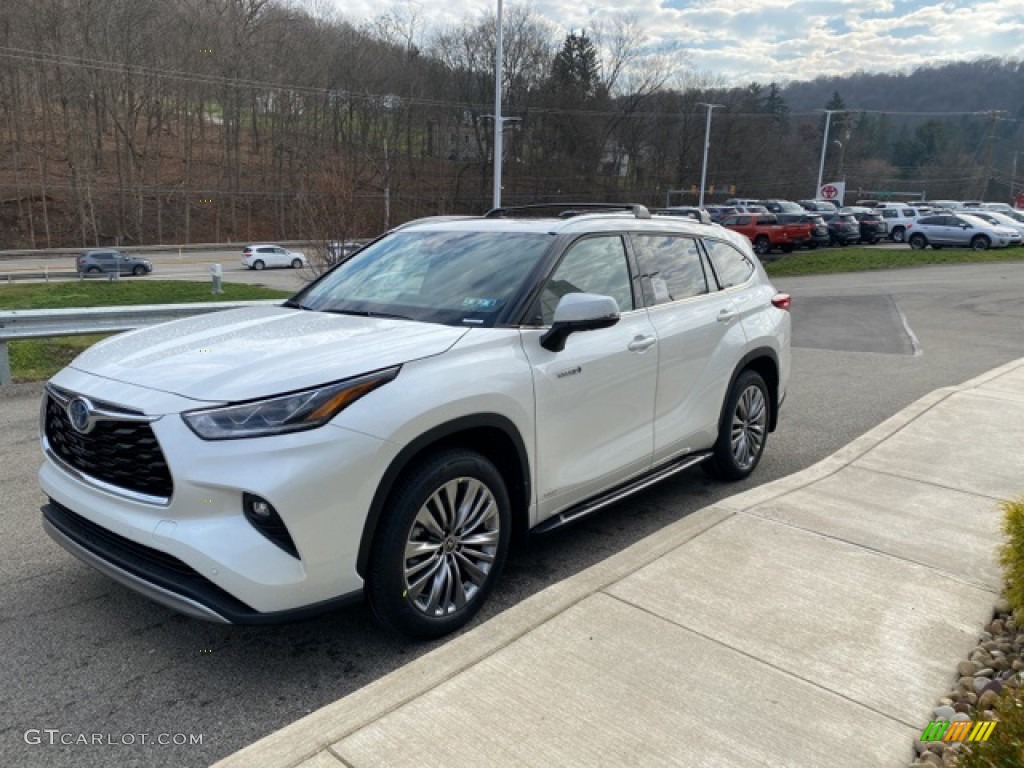 Blizzard White Pearl 2021 Toyota Highlander Hybrid Platinum AWD Exterior Photo #140458183