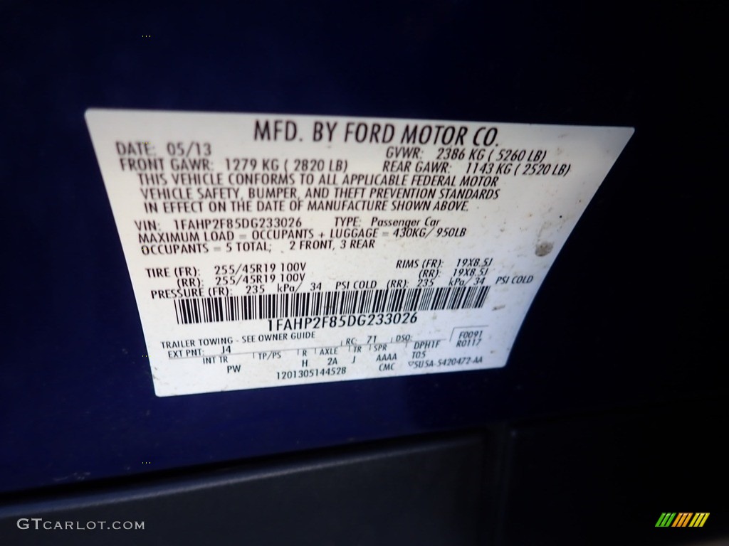 2013 Taurus Limited - Deep Impact Blue Metallic / Charcoal Black photo #14