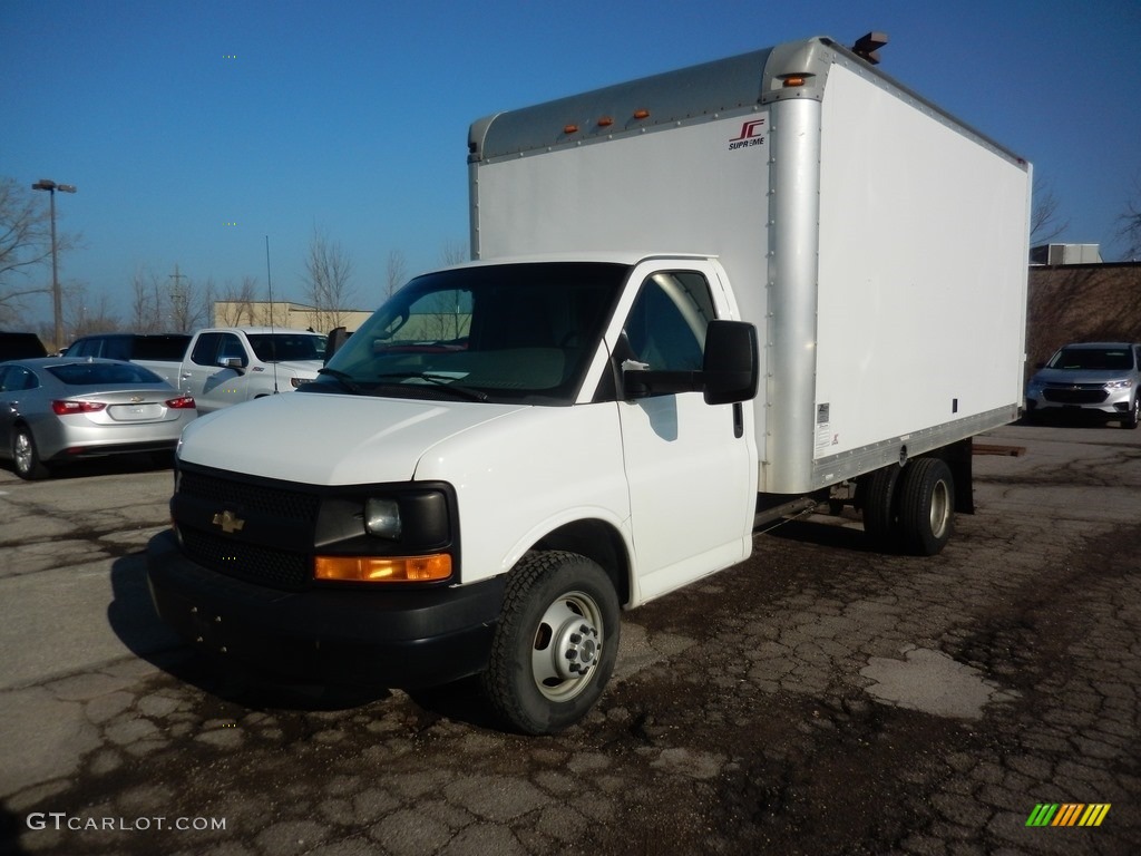 Summit White 2016 Chevrolet Express Cutaway 3500 Moving Van Exterior Photo #140476351