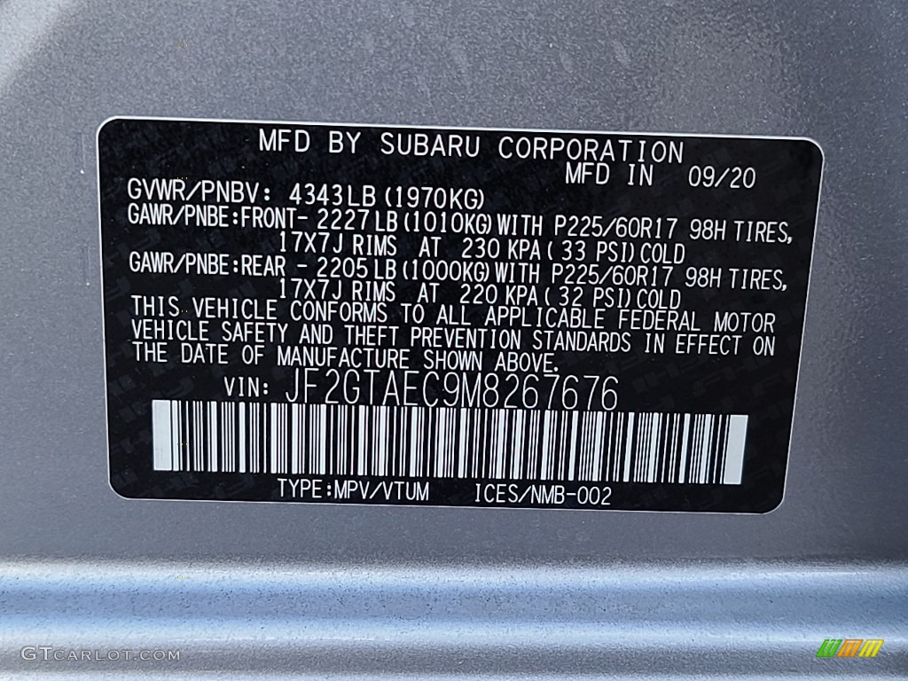 2021 Crosstrek Premium - Ice Silver Metallic / Black photo #10