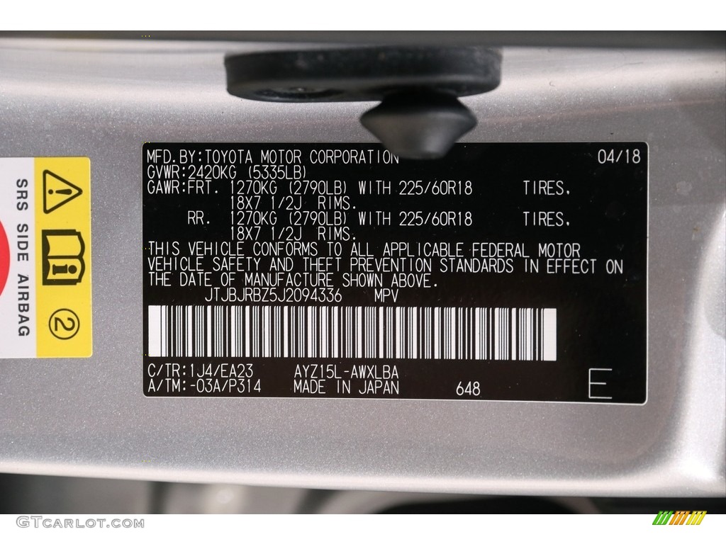 2018 NX Color Code 1J4 for Silver Lining Metallic Photo #140485349