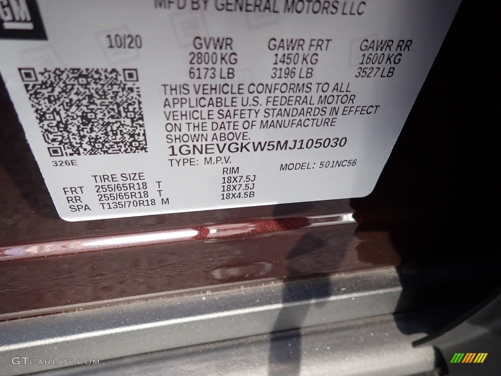 2021 Traverse LT AWD - Black Cherry Metallic / Jet Black photo #14