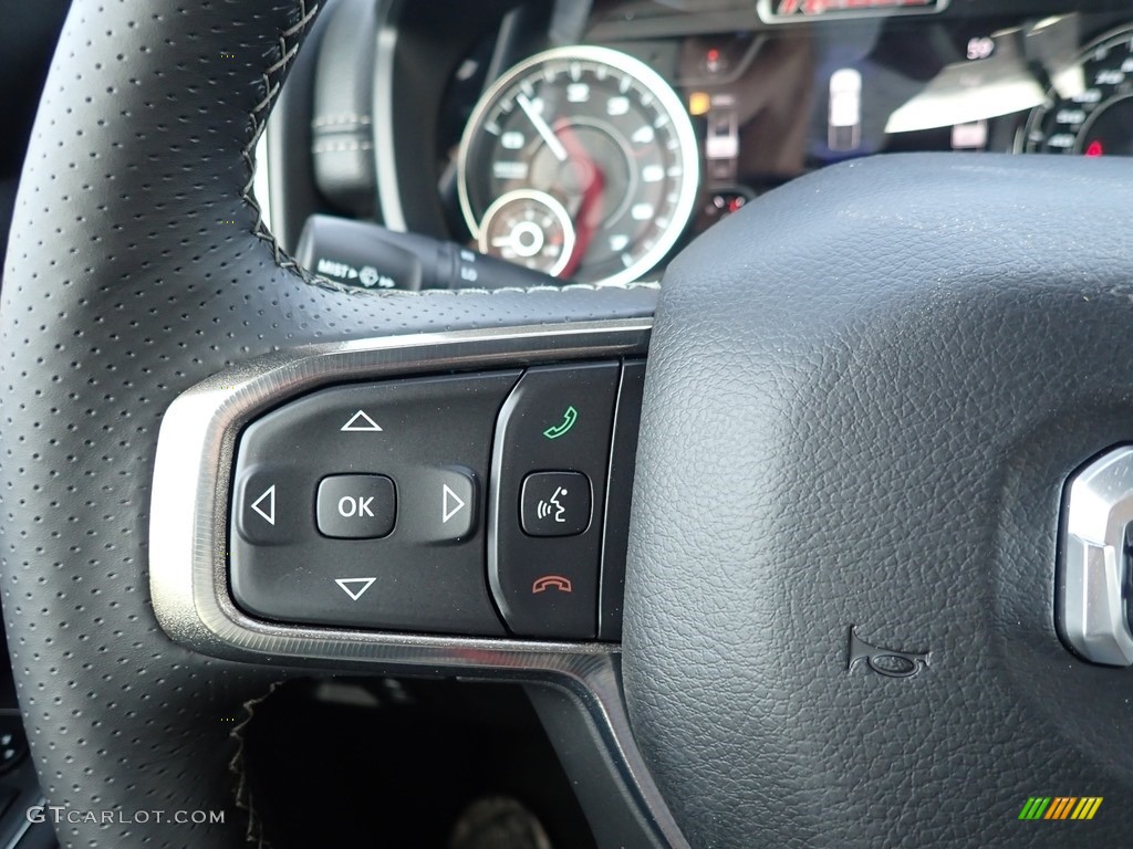 2021 Ram 1500 Rebel Crew Cab 4x4 Black Steering Wheel Photo #140486104
