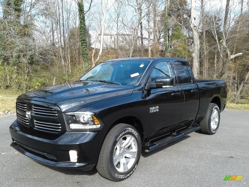 Brilliant Black Crystal Pearl 2017 Ram 1500 Sport Quad Cab 4x4 Exterior Photo #140497029