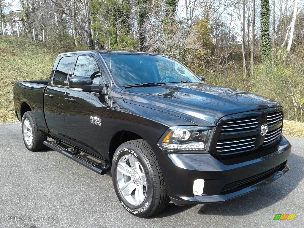 Brilliant Black Crystal Pearl 2017 Ram 1500 Sport Quad Cab 4x4 Exterior Photo #140497083