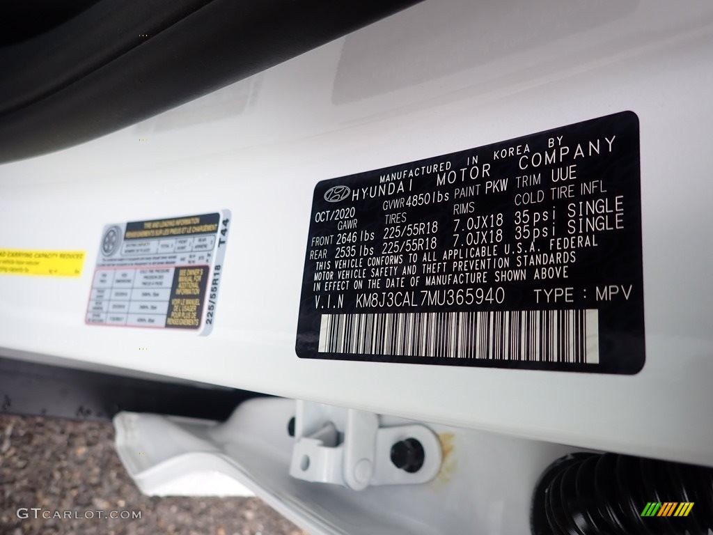 2021 Tucson Color Code PKW for Winter White Photo #140500326