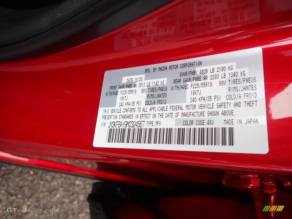 2021 CX-5 Color Code 46V for Soul Red Crystal Metallic Photo #140500648