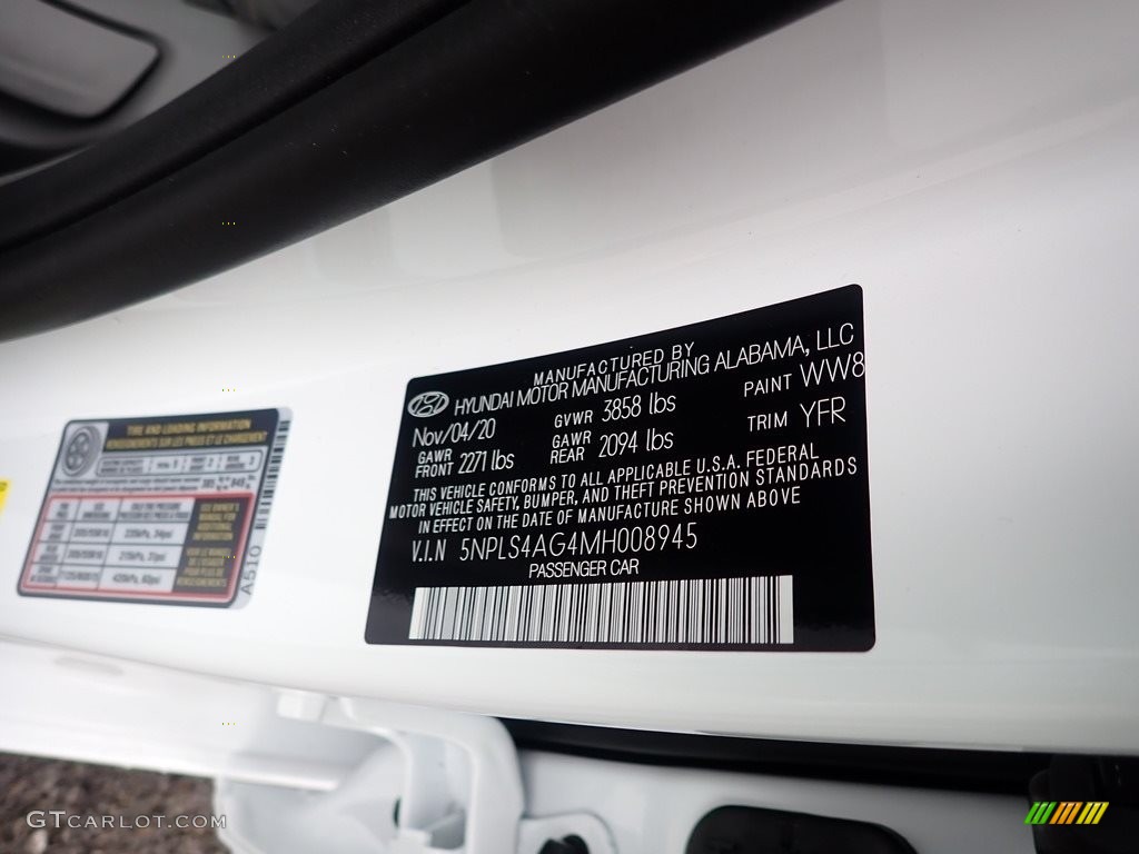 2021 Elantra SEL - Quartz White / Medium Gray photo #12