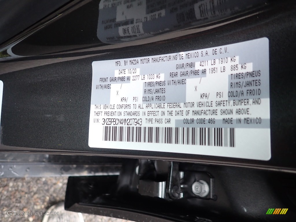 2021 Mazda3 Color Code 46G for Machine Gray Metallic Photo #140501791