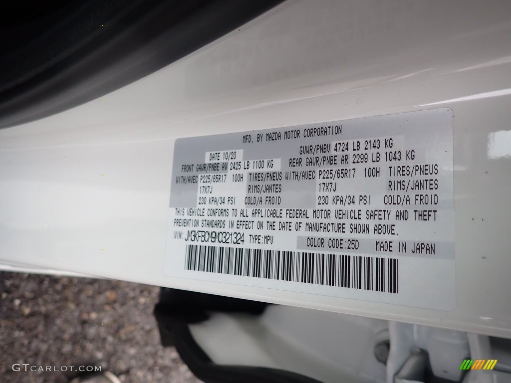 2021 CX-5 Color Code 25D for Snowflake White Pearl Mica Photo #140501818