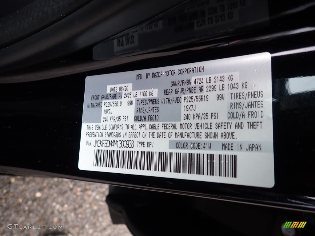 2021 CX-5 Color Code 41W for Jet Black Mica Photo #140502541