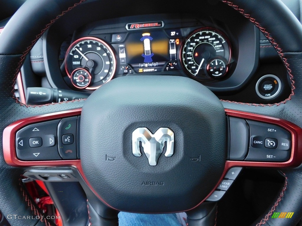 2021 Ram 1500 Rebel Crew Cab 4x4 Red/Black Steering Wheel Photo #140509288