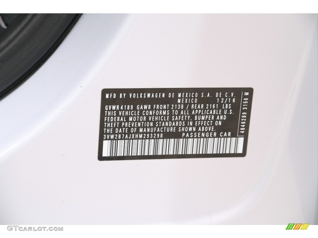 2017 Jetta S - White Silver / Black/Palladium Gray photo #17