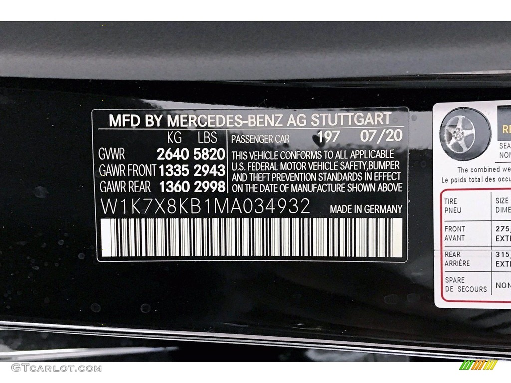 2021 AMG GT Color Code 197 for Obsidian Black Metallic Photo #140514449