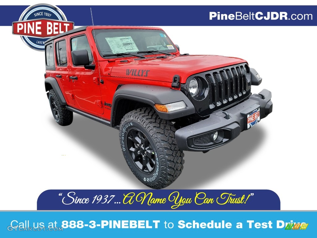 2021 Wrangler Unlimited Willys 4x4 - Firecracker Red / Black photo #1