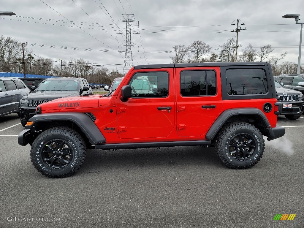 Firecracker Red 2021 Jeep Wrangler Unlimited Willys 4x4 Exterior Photo #140528104