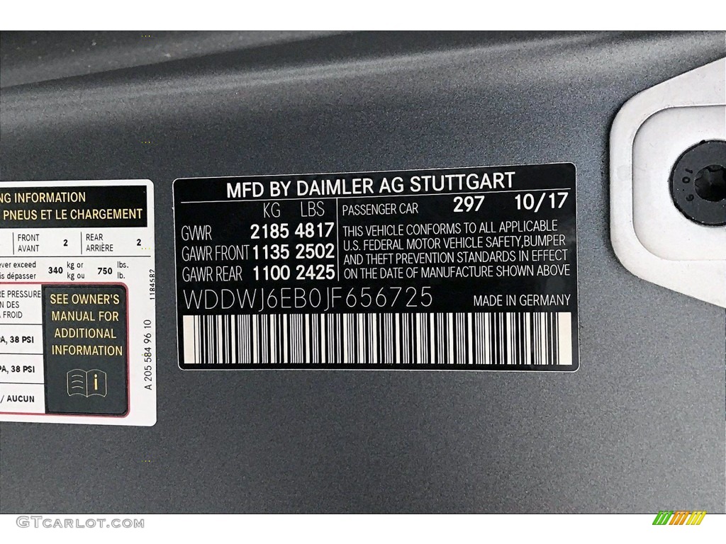 2018 C Color Code 297 for designo Selenite Grey (Matte) Photo #140535913