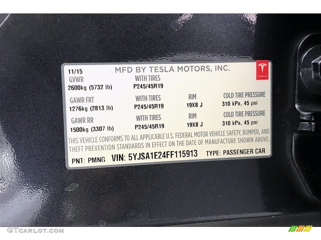 2015 Tesla Model S 70D Info Tag Photo #140536816