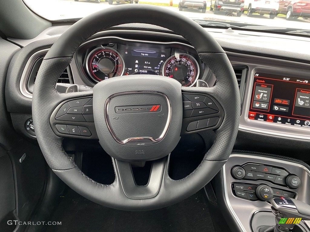 2021 Dodge Challenger R/T Scat Pack Black Steering Wheel Photo #140539188