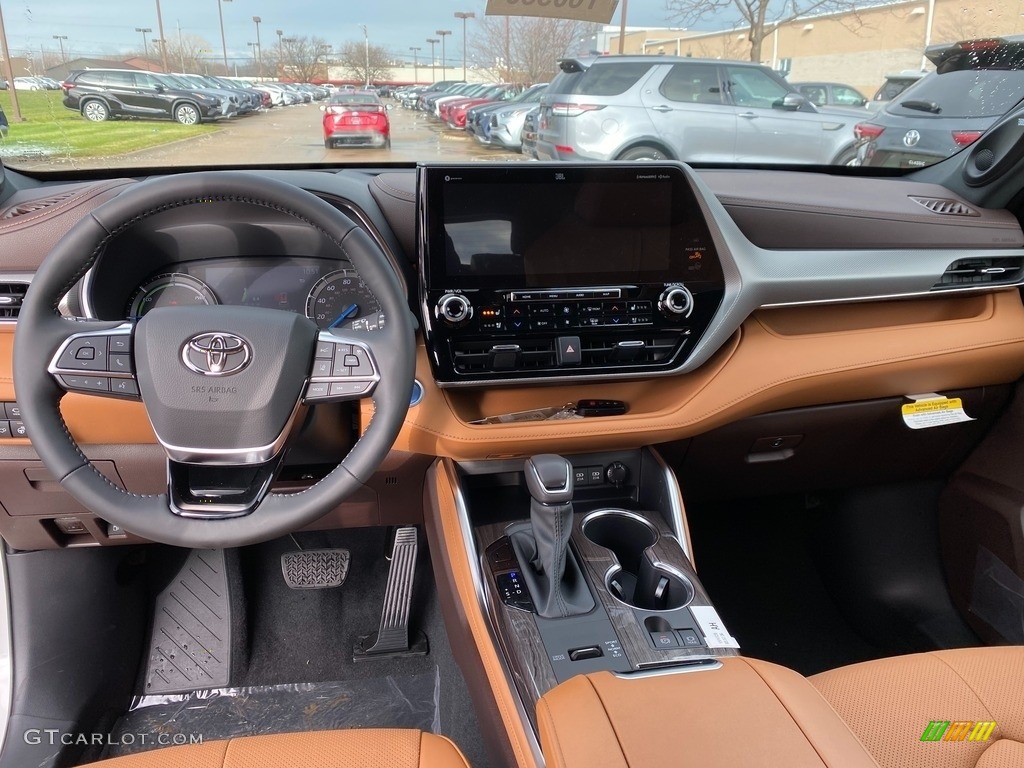 2021 Toyota Highlander Hybrid Platinum AWD Glazed Caramel Dashboard Photo #140539797