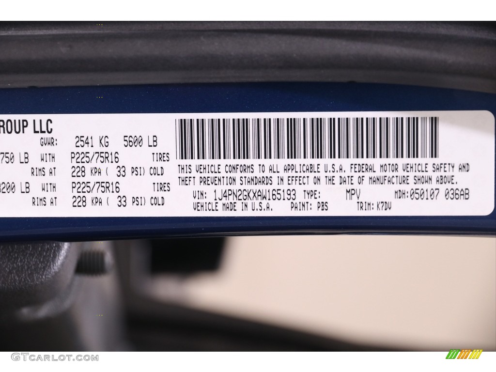 2010 Liberty Sport 4x4 - Deep Water Blue Pearl / Dark Slate Gray photo #17