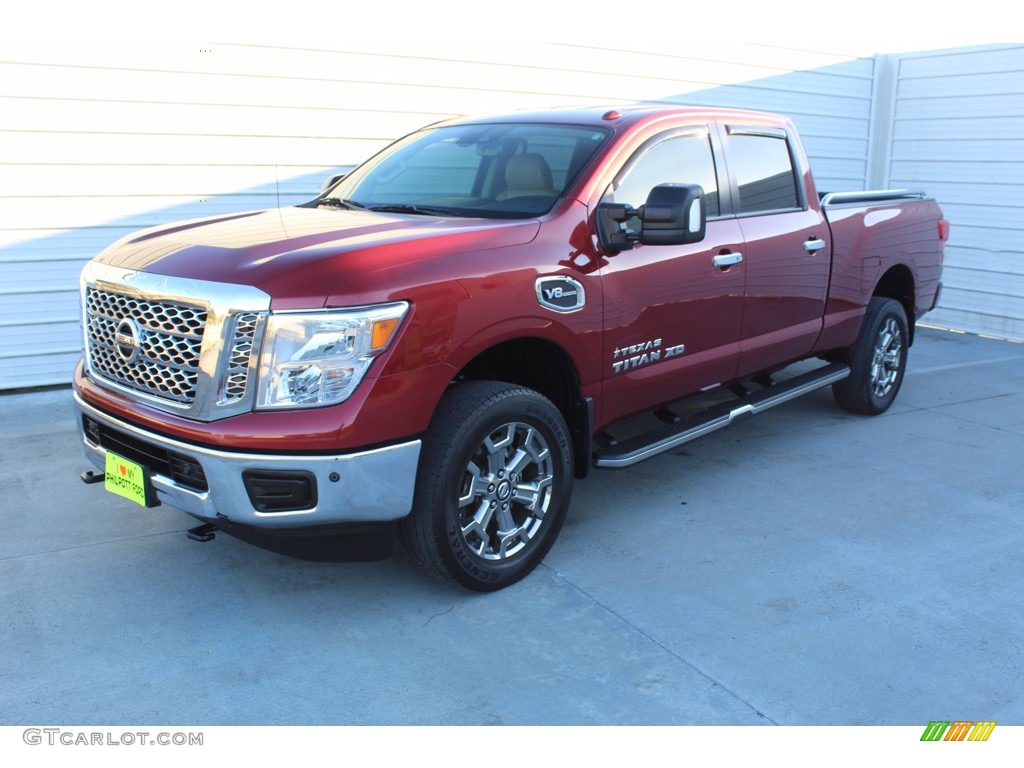 2018 TITAN XD SV Crew Cab 4x4 - Cayenne Red / Beige photo #4