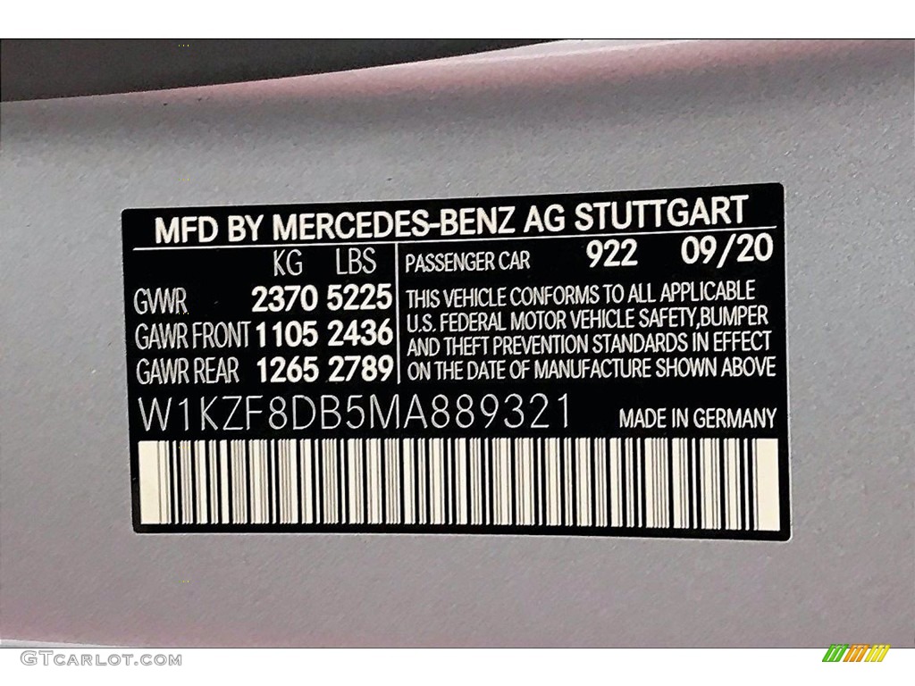 2021 E Color Code 922 for Cirrus Silver Metallic Photo #140553654