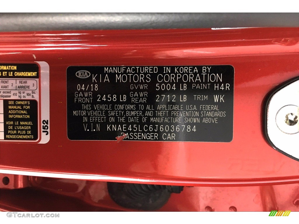2018 Stinger Color Code H4R for HiChroma Red Photo #140561029