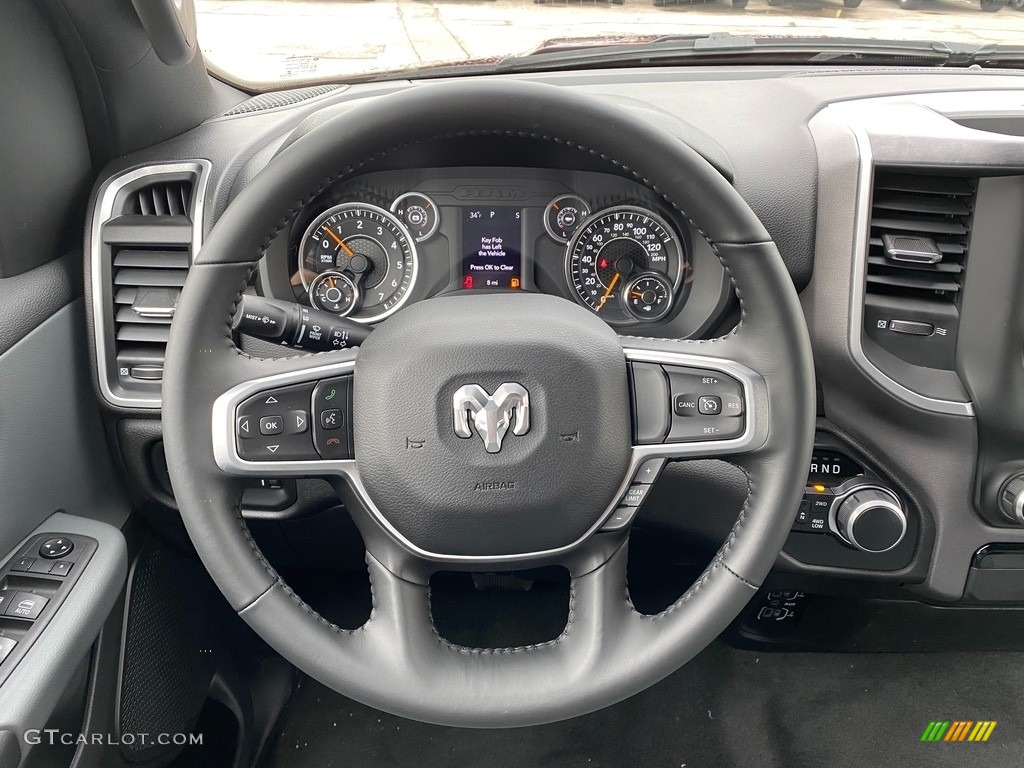 2021 Ram 1500 Big Horn Quad Cab 4x4 Diesel Gray/Black Steering Wheel Photo #140563813