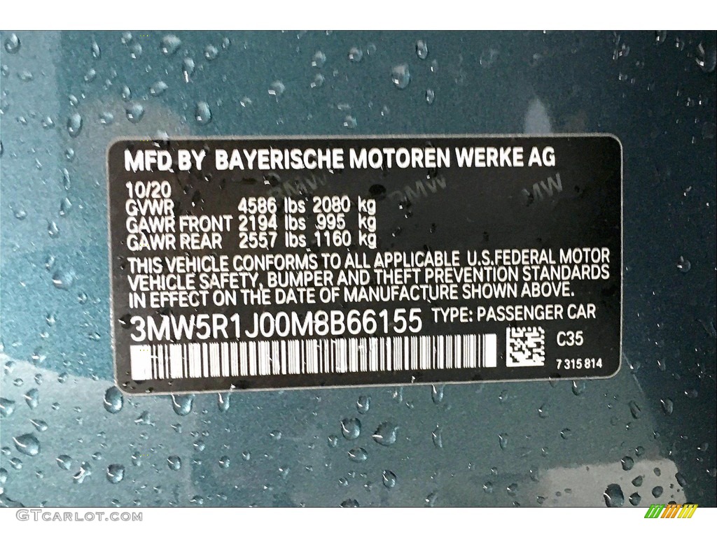 2021 3 Series Color Code C35 for Blue Ridge Mountain Metallic Photo #140573508