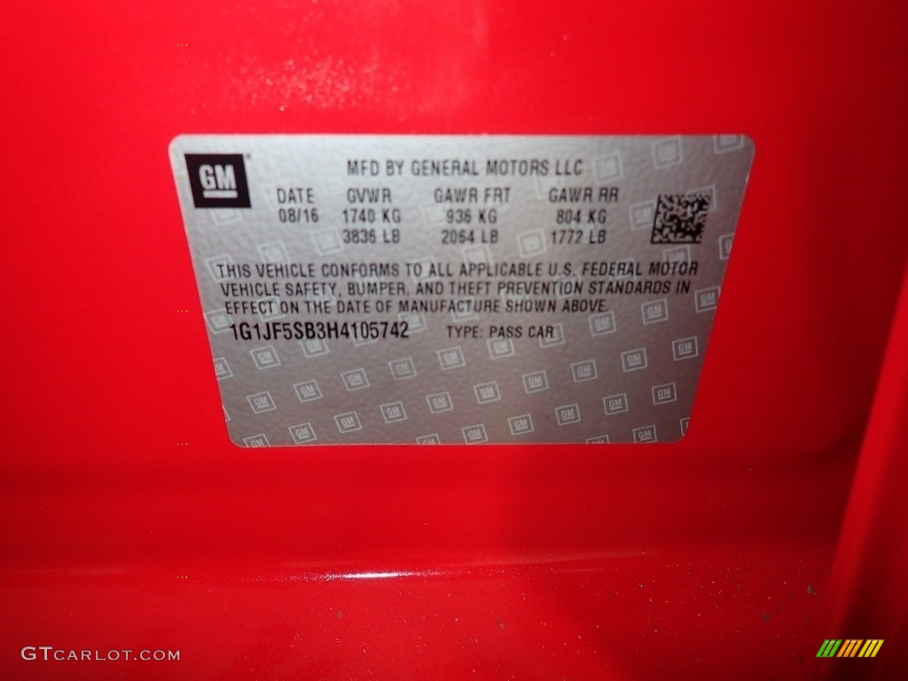 2017 Sonic Premier Sedan - Red Hot / Jet Black/Dark Titanium photo #30