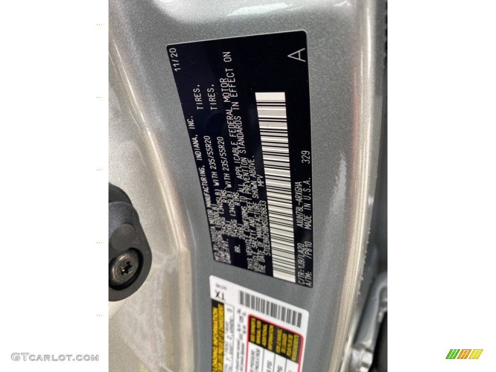 2021 Highlander Color Code 1J9 for Celestial Silver Metallic Photo #140575623