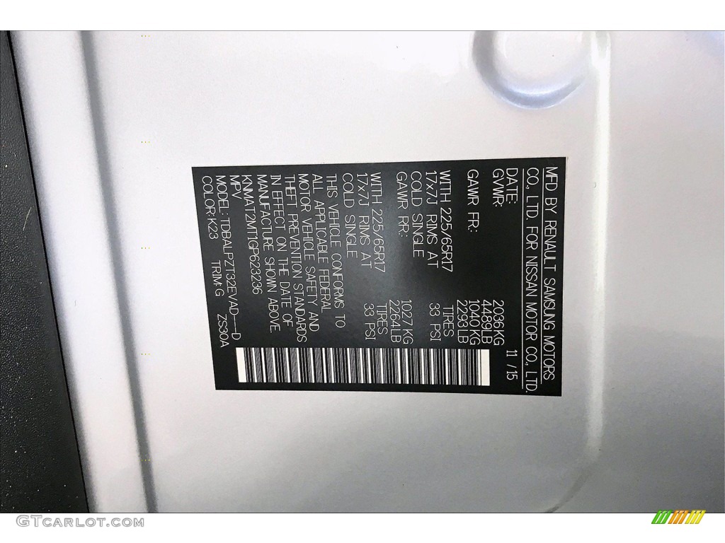 2016 Rogue Color Code K23 for Brilliant Silver Photo #140576919