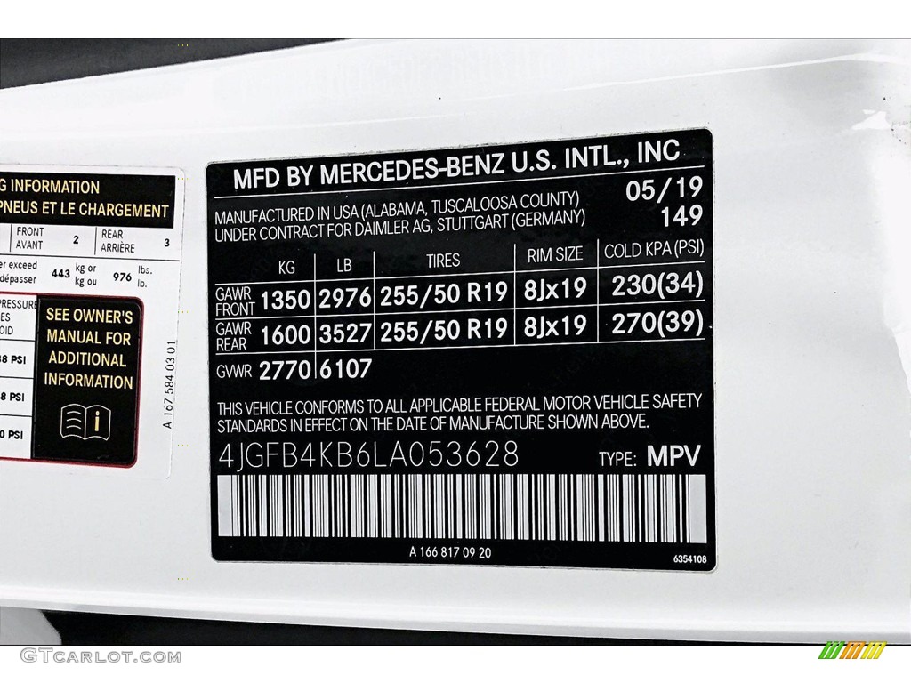 2020 GLE Color Code 149 for Polar White Photo #140578584