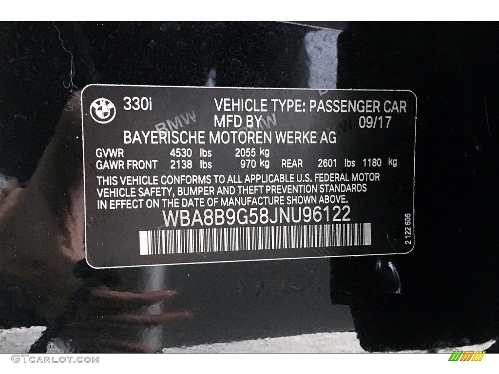 2018 3 Series 330i Sedan - Black Sapphire Metallic / Black photo #36