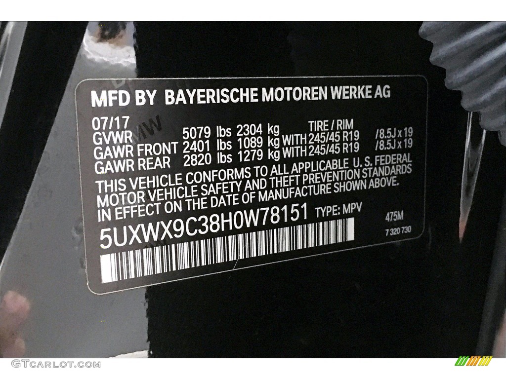 2017 BMW X3 xDrive28i Color Code Photos