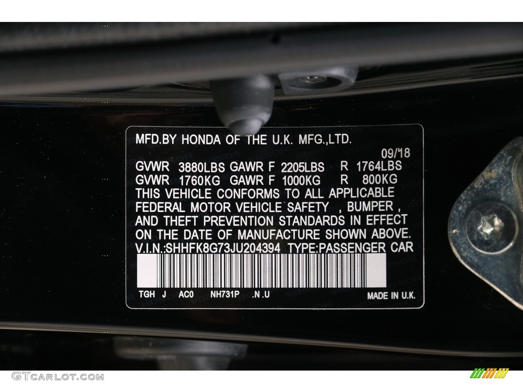 2018 Honda Civic Type R Color Code Photos