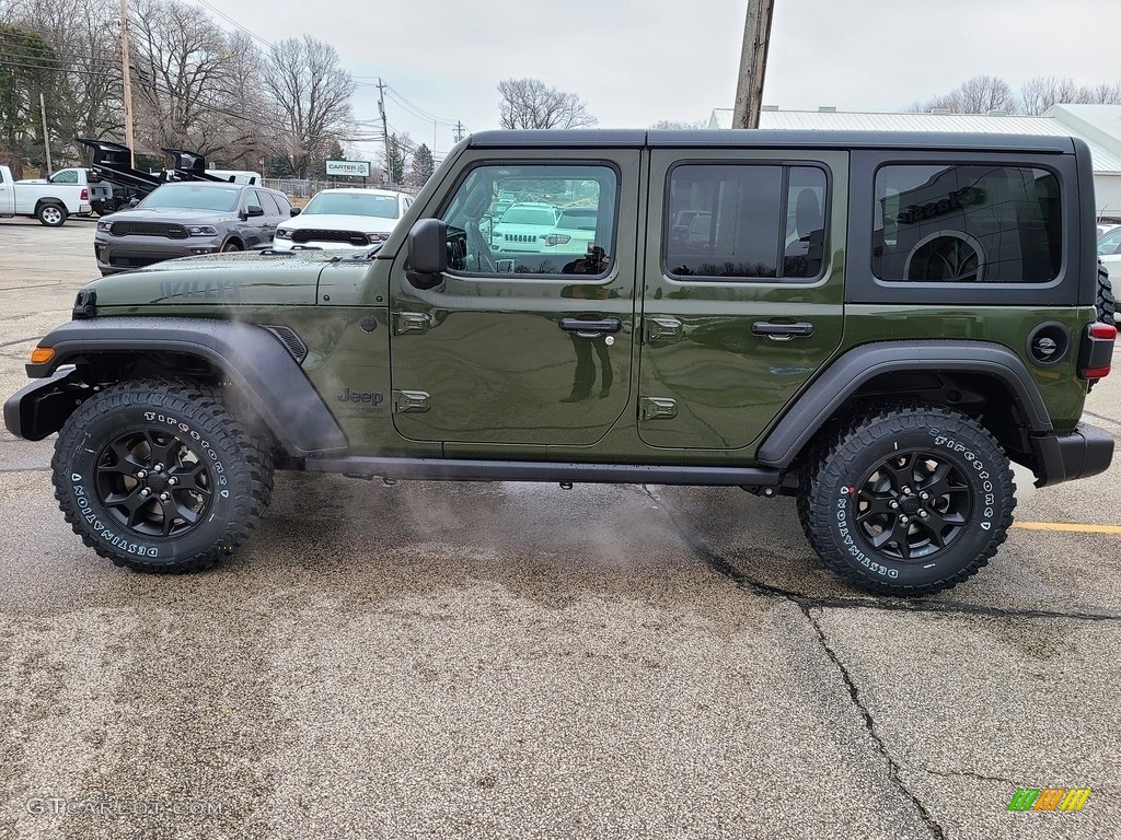 Sarge Green 2021 Jeep Wrangler Unlimited Willys 4x4 Exterior Photo #140584090