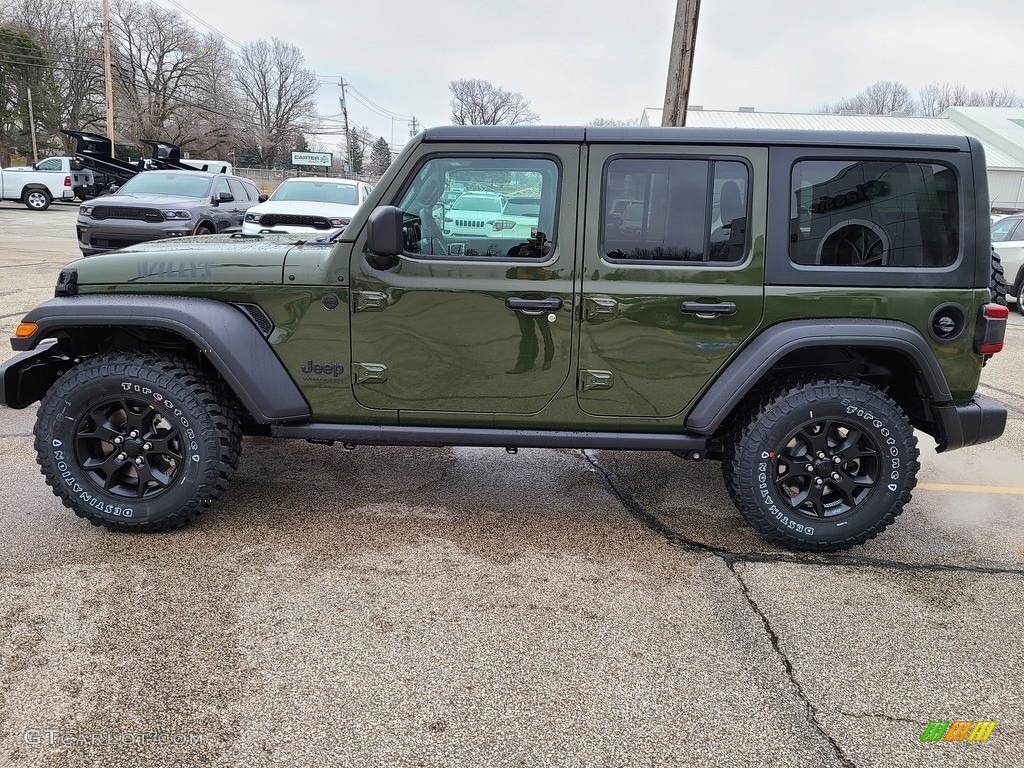 Sarge Green 2021 Jeep Wrangler Unlimited Willys 4x4 Exterior Photo #140584101