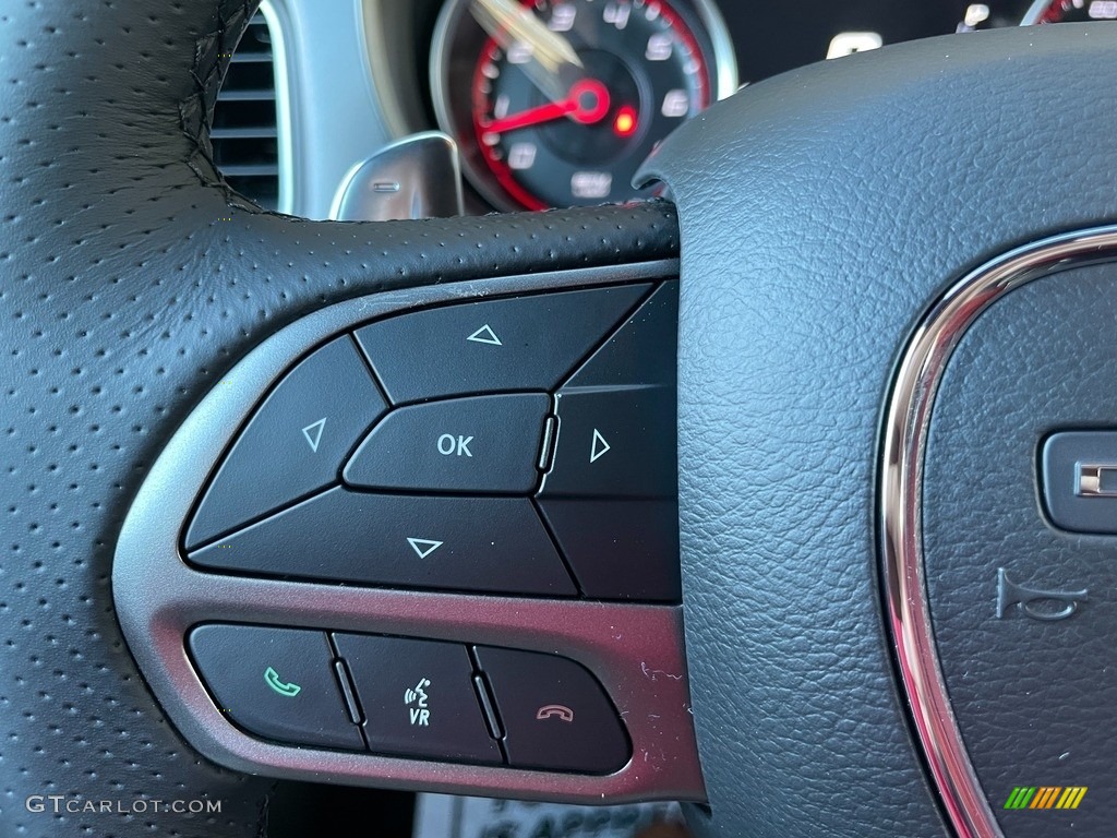 2021 Dodge Charger Scat Pack Black/Ruby Red Steering Wheel Photo #140585901