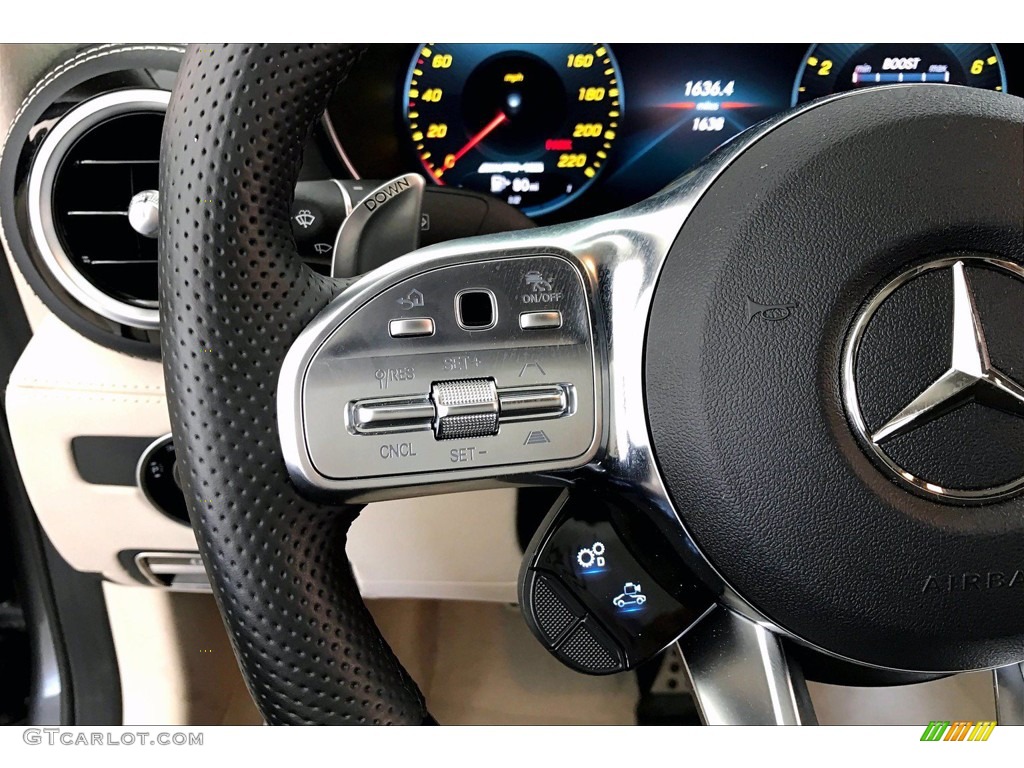 2020 Mercedes-Benz AMG GT C Roadster Macchiato Beige/Black Steering Wheel Photo #140592027