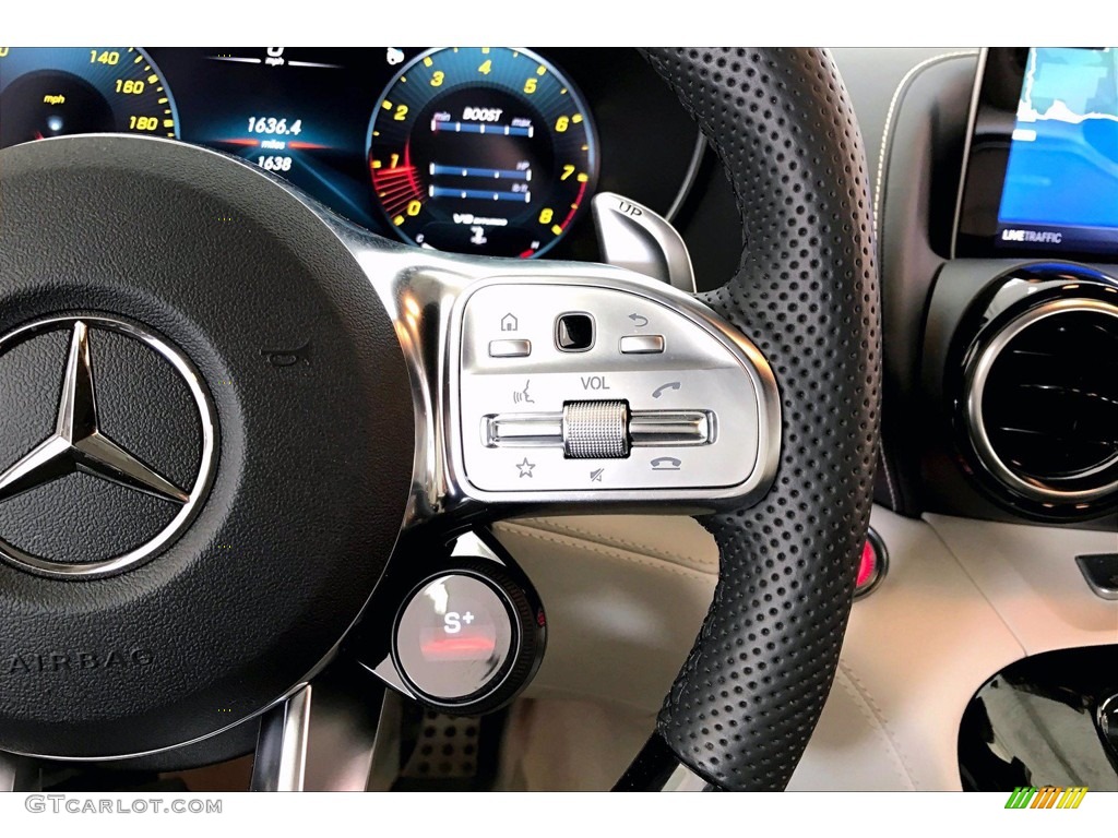 2020 Mercedes-Benz AMG GT C Roadster Macchiato Beige/Black Steering Wheel Photo #140592042
