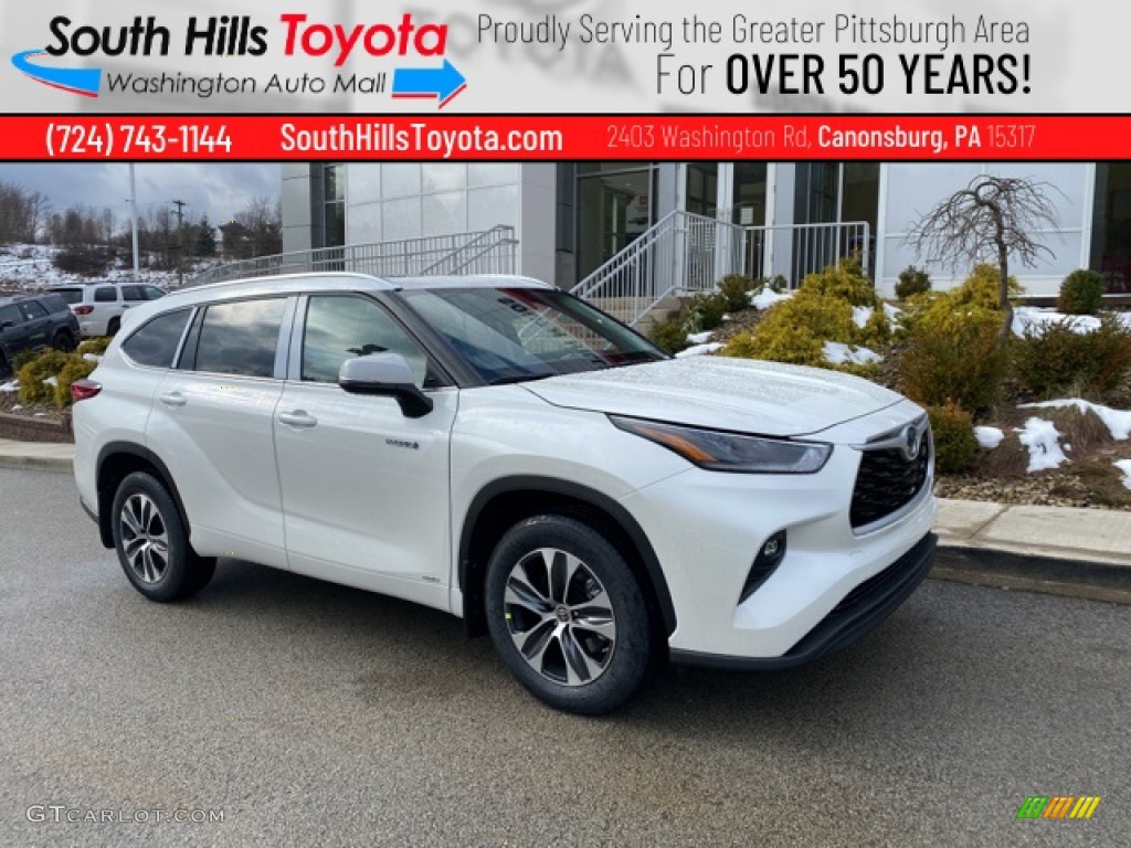 2021 Highlander Hybrid XLE AWD - Blizzard White Pearl / Black photo #1